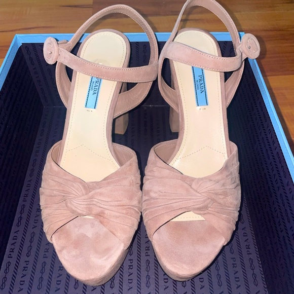 Like New Prada Suede Platform Heels - Picture 1 of 8